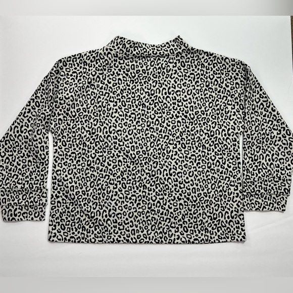 Ann Taylor Leopard Print Long Sleeve Mock Neck Top - black/white, L - Picture 2 of 11